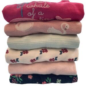 6 Baby Girls 12-18M Bodysuits Cotton Short Sleeve Lot GUC, Carters, etc